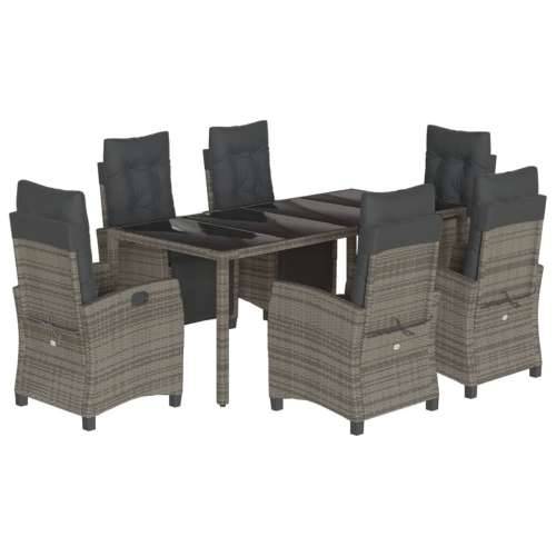 Vrtna garnitura - 7-dijelni vrtni blagovaonski set sivi od poliratana - Siva Dužina stola 190 cm 6 Cijena
