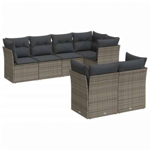 Vrtna garnitura - 7-dijelni set vrtnih sofa sivi od poliratana - Siva 7 Cijena