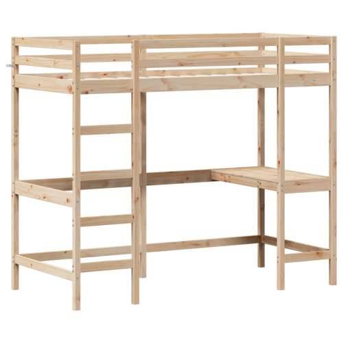 Krevet na kat s radnim stolom 90x190 cm od masivne borovine - Prirodna 90 x 190 cm Cijena
