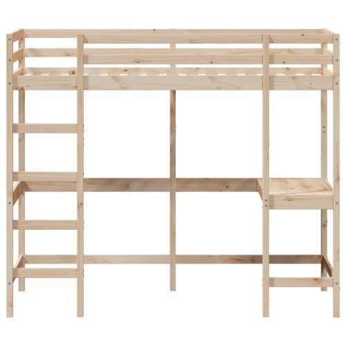 Krevet na kat s radnim stolom 90x190 cm od masivne borovine - Prirodna 90 x 190 cm Cijena