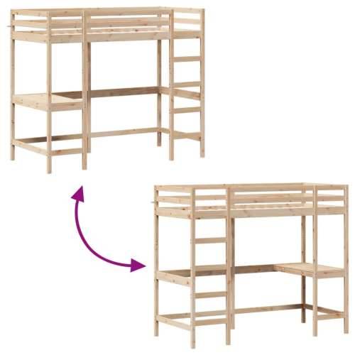 Krevet na kat s radnim stolom 90x190 cm od masivne borovine - Prirodna 90 x 190 cm Cijena