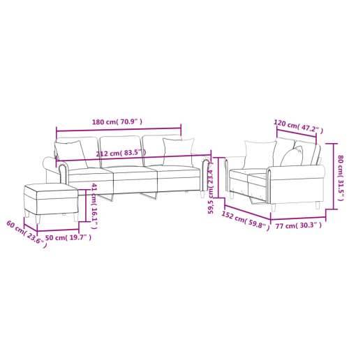 3-dijelni set sofa s jastucima tamnosivi baršunasti - Tamno siva s jastucima i tabureom Cijena
