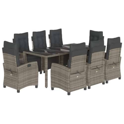 Vrtna garnitura - 9-dijelni vrtni blagovaonski set sivi od poliratana - Siva Dužina stola 190 cm 8 Cijena