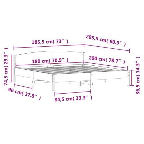 Okvir kreveta bez madraca bijeli 180x200 cm od masivne borovine - Bijela 180 x 200 cm Cijena
