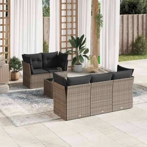 Vrtna garnitura - 6-dijelni set vrtnih sofa od poliratana s jastucima sivi - Siva 6 Cijena