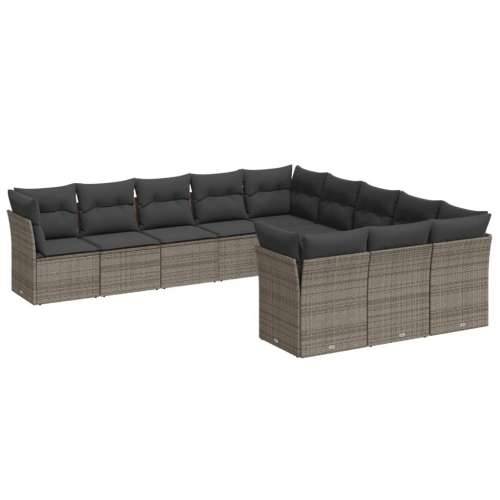 Vrtna garnitura - 11-dijelni set vrtnih sofa od poliratana s jastucima sivi - Siva Bez stola 1 Cijena
