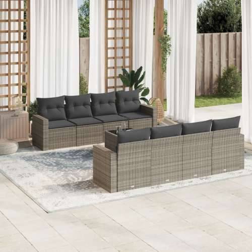 Vrtna garnitura - 9-dijelni set vrtnih sofa od poliratana s jastucima sivi - Siva 9 Cijena