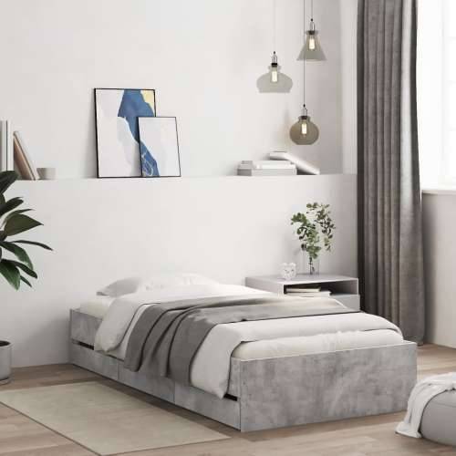 Okvir kreveta s ladicama siva boja betona 75x190 cm drveni - Beton siva 75 x 190 cm Cijena
