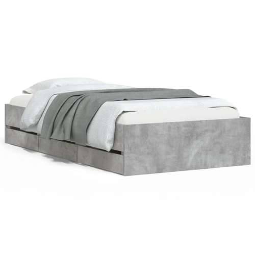 Okvir kreveta s ladicama siva boja betona 75x190 cm drveni - Beton siva 75 x 190 cm Cijena