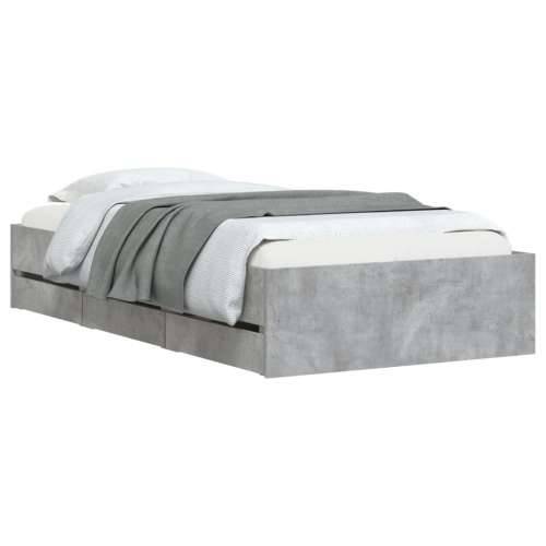 Okvir kreveta s ladicama siva boja betona 75x190 cm drveni - Beton siva 75 x 190 cm Cijena