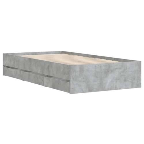 Okvir kreveta s ladicama siva boja betona 75x190 cm drveni - Beton siva 75 x 190 cm Cijena