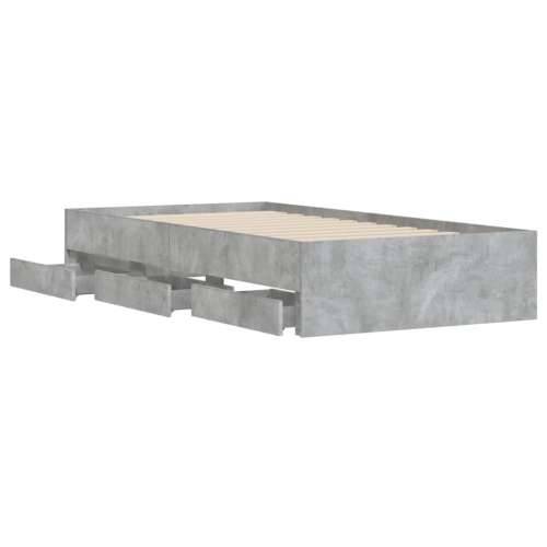 Okvir kreveta s ladicama siva boja betona 75x190 cm drveni - Beton siva 75 x 190 cm Cijena