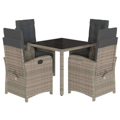 Vrtna garnitura - 5-dijelni vrtni blagovaonski set sivi od poliratana - Siva Dužina stola 90 cm 4 Cijena