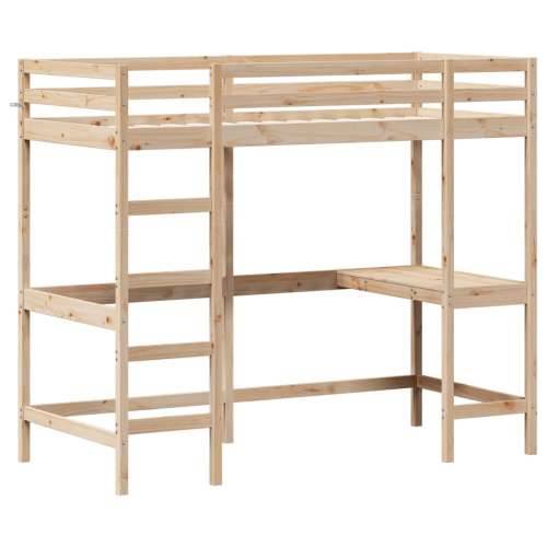 Krevet na kat s radnim stolom 100 x 200 cm od masivne borovine - Prirodna 100 x 200 cm Cijena