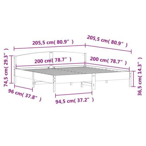 Okvir kreveta bez madraca bijeli 200x200 cm od masivne borovine - Bijela 200 x 200 cm Cijena