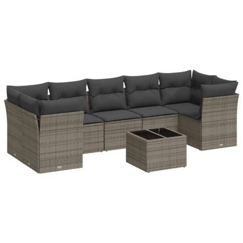 Vrtna garnitura - 8-dijelni set vrtnih sofa od poliratana s jastucima sivi - Siva stol + 4x kutna + 3x srednja 1 Cijena