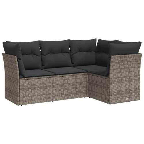 Vrtna garnitura - 4-dijelni set vrtnih sofa od poliratana s jastucima sivi - Siva Bez stola 1 Cijena