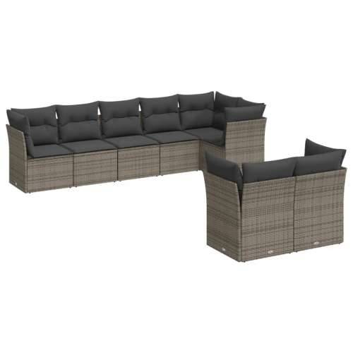 Vrtna garnitura - 8-dijelni set vrtnih sofa od poliratana s jastucima sivi - Siva Bez stola 1 Cijena