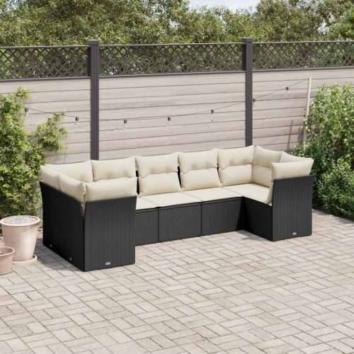 Vrtna garnitura - 4-dijelni set vrtnih sofa od poliratana s jastucima crni Crna i krem 7 Cijena
