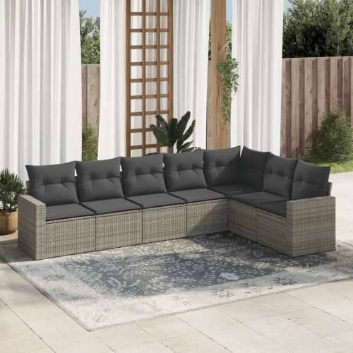 Vrtna garnitura - 7-dijelni set vrtnih sofa sivi od poliratana - Siva 1 Bez stola Cijena