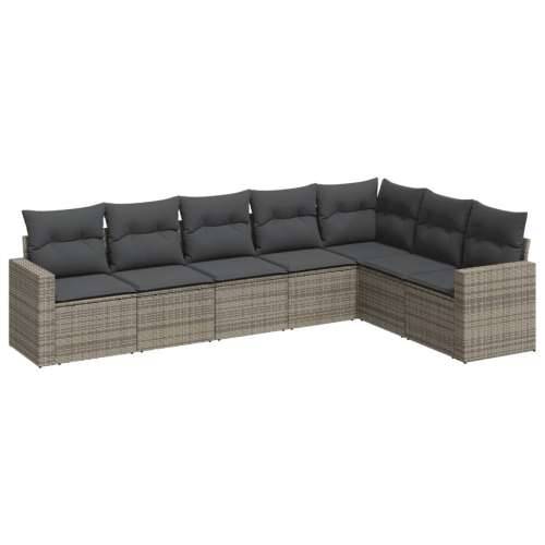 Vrtna garnitura - 7-dijelni set vrtnih sofa sivi od poliratana - Siva 1 Bez stola Cijena
