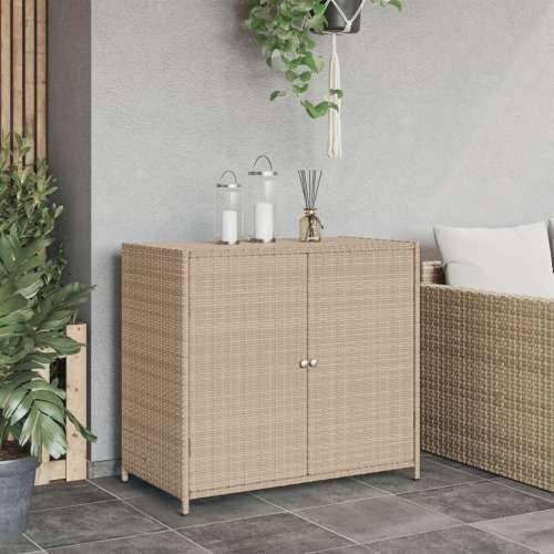 Vrtni ormarić za pohranu bež 83 x 45 x 76 cm od poliratana - Bež Cijena