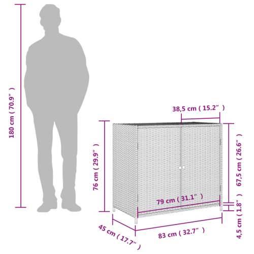 Vrtni ormarić za pohranu bež 83 x 45 x 76 cm od poliratana - Bež Cijena