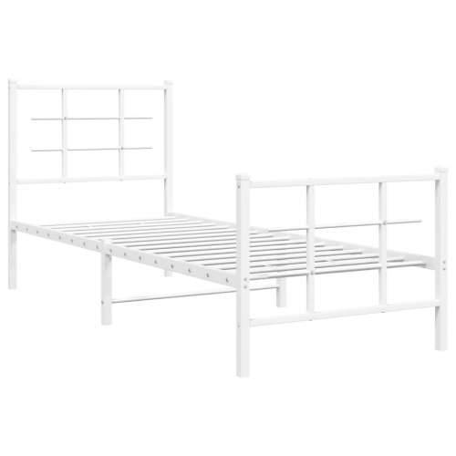 Metalni okvir kreveta uzglavlje i podnožje bijeli 80x200 cm - Bijela 80 x 200 cm s uzglavljem i podnožjem Cijena