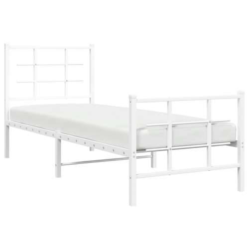 Metalni okvir kreveta uzglavlje i podnožje bijeli 80x200 cm - Bijela 80 x 200 cm s uzglavljem i podnožjem Cijena