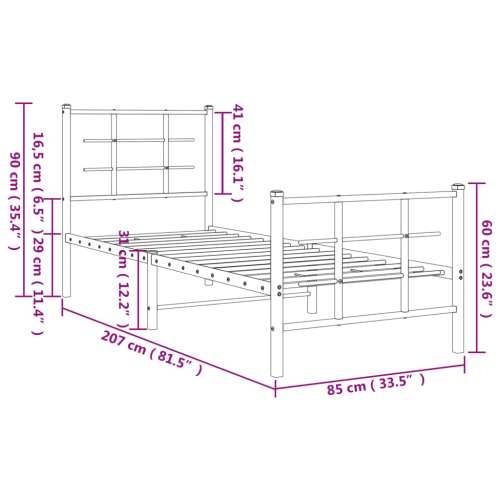 Metalni okvir kreveta uzglavlje i podnožje bijeli 80x200 cm - Bijela 80 x 200 cm s uzglavljem i podnožjem Cijena