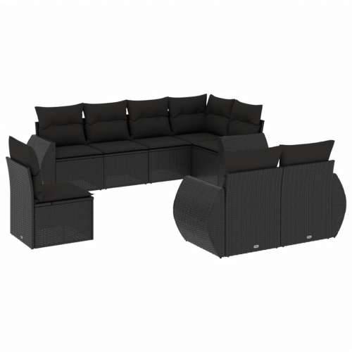 Vrtna garnitura - 8-dijelni set vrtnih sofa od poliratana s jastucima crni - Crna Bez stola 1 Cijena