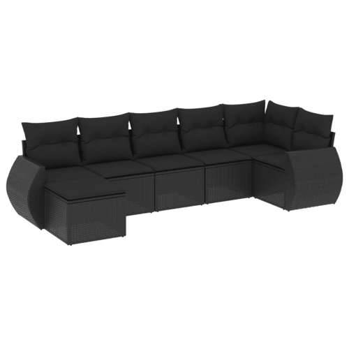 Vrtna garnitura - 7-dijelni set vrtnih sofa od poliratana s jastucima crni - Crna Bez stola 1 Cijena