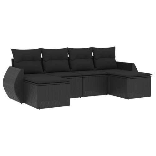 Vrtna garnitura - 6-dijelni set vrtnih sofa s jastucima crni od poliratana - Crna Bez stola 1 Cijena