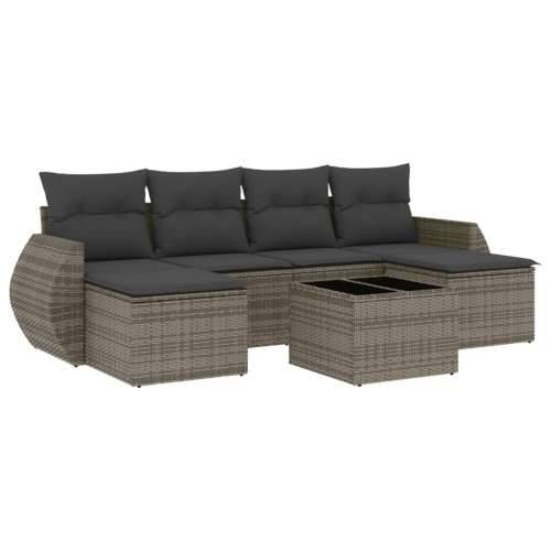 Vrtna garnitura - 7-dijelni set vrtnih sofa sivi od poliratana - Siva Sa stolom 1 Cijena