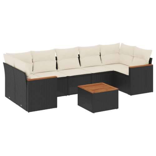 Vrtna garnitura - 8-dijelni set vrtnih sofa od poliratana s jastucima crni - Crna i krem 1 Cijena