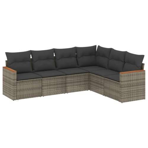 Vrtna garnitura - 6-dijelni set vrtnih sofa od poliratana s jastucima sivi - Siva Bez stola 1 Cijena