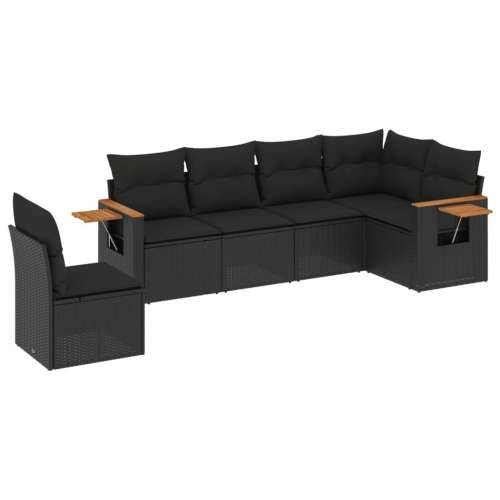 Vrtna garnitura - 6-dijelni set vrtnih sofa s jastucima crni od poliratana - Crna Bez stola 1 Cijena