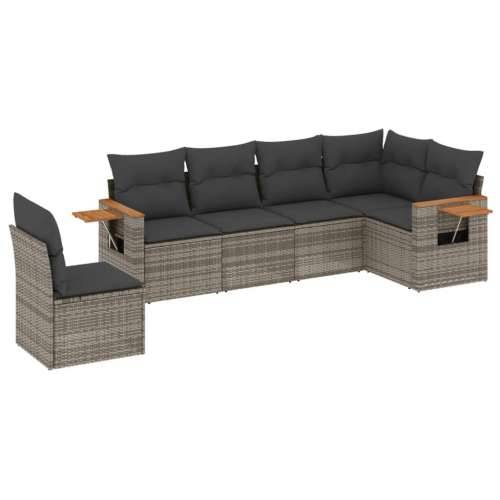 Vrtna garnitura - 6-dijelni set vrtnih sofa od poliratana s jastucima sivi - Siva Bez stola 1 Cijena