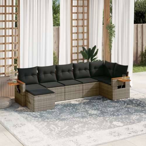 Vrtna garnitura - 7-dijelni set vrtnih sofa sivi od poliratana - Siva Bez stola 1 Cijena
