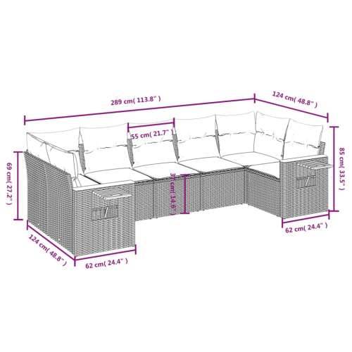 Vrtna garnitura - 7-dijelni set vrtnih sofa od poliratana s jastucima crni - Crna 1 Cijena
