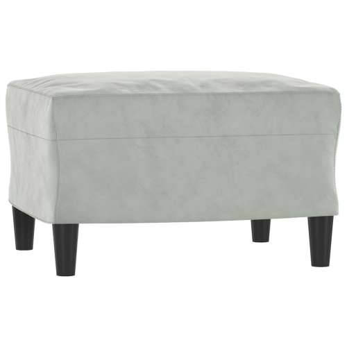 3-dijelni set sofa s jastucima svjetlosivi baršunasti - Svjetlosiva s jastucima i tabureom Cijena