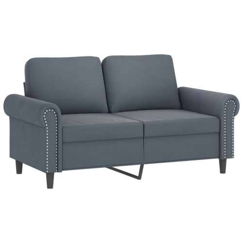 3-dijelni set sofa s jastucima tamnosivi baršunasti - Tamno siva S osloncem za noge Cijena
