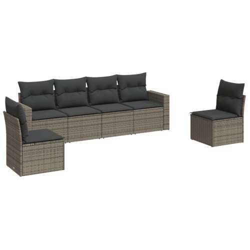 Vrtna garnitura - 6-dijelni set vrtnih sofa od poliratana s jastucima sivi - Siva 1 Bez stola Cijena