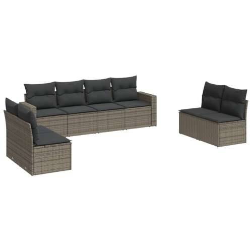 Vrtna garnitura - 8-dijelni set vrtnih sofa od poliratana s jastucima sivi - Siva 1 Bez stola Cijena