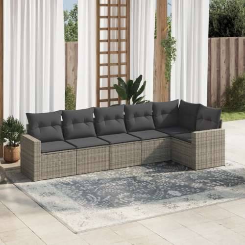Vrtna garnitura - 6-dijelni set vrtnih sofa od poliratana s jastucima sivi - Siva 1 Bez stola Cijena