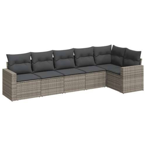 Vrtna garnitura - 6-dijelni set vrtnih sofa od poliratana s jastucima sivi - Siva 1 Bez stola Cijena