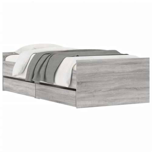 Okvir za krevet s ladicama boja hrasta 75x190 cm za jednu osobu - Sivi hrast sonoma 75 x 190 cm Cijena