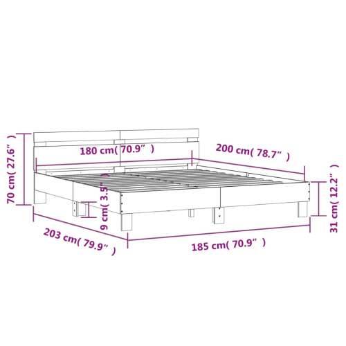 Okvir za krevet s uzglavljem boja hrasta 180x200 cm drveni - sonoma hrast 180 x 200 cm Cijena