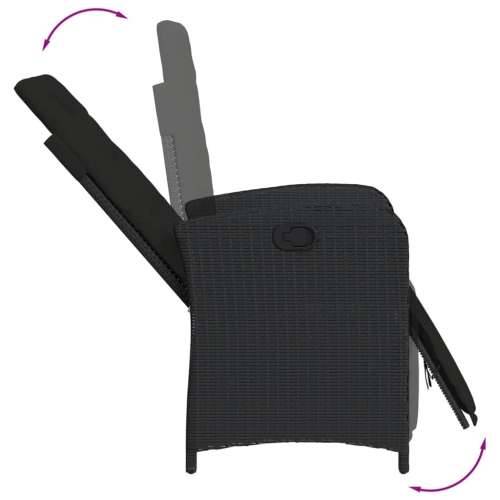3-dijelni bistro set s jastucima crni od poliratana - Crna Dužina stola 90 cm 2 Cijena