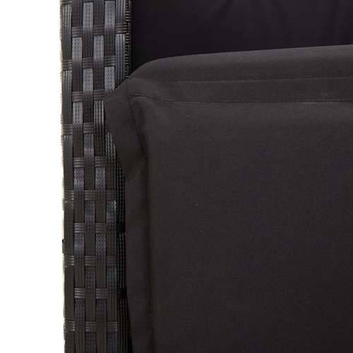 3-dijelni bistro set s jastucima crni od poliratana - Crna Dužina stola 90 cm 2 Cijena